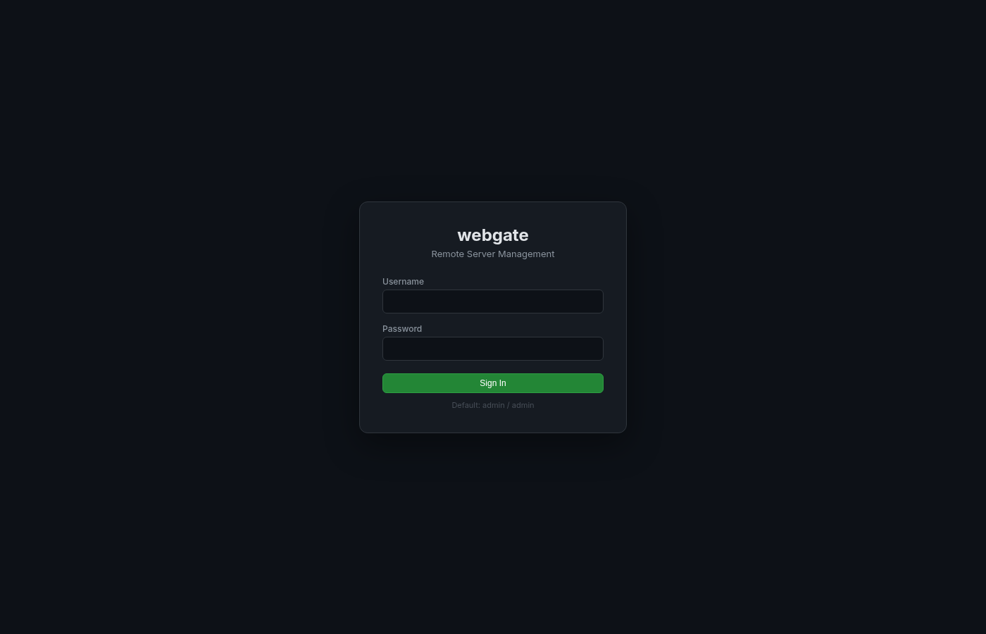 Login screen