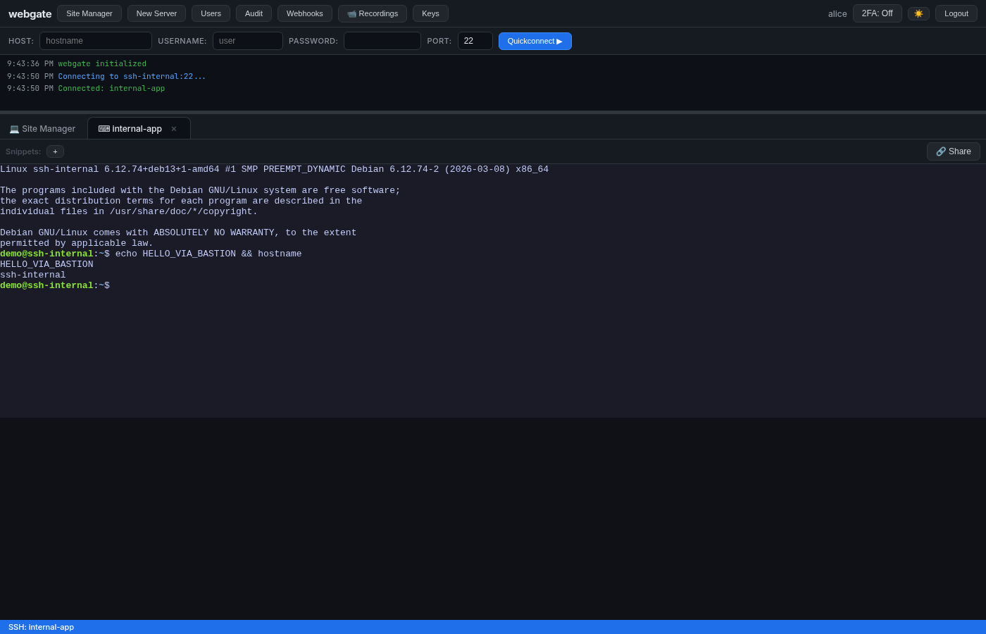 Terminal inside ssh-internal (via bastion)
